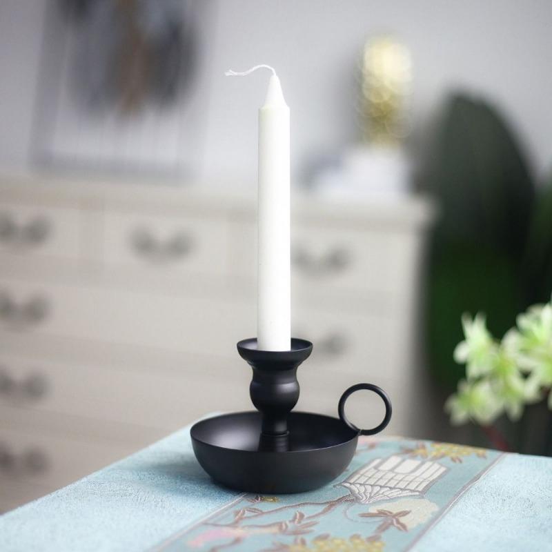 Candle Holder Vintage Charm Candlestick Holder Round Base Taper Candle Holder for Dining Party