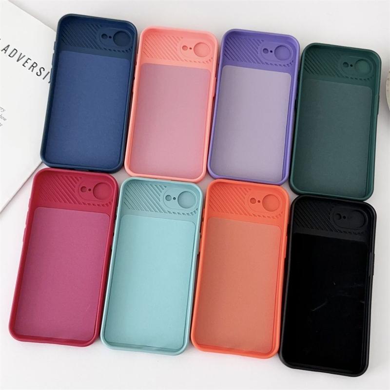 Slide Camera Lens Protection Shockproof Phone Case For iPhone 16E 15 14 Plus 13 12 Mini 11 16 Pro Max Soft Silicone Bumper Cover