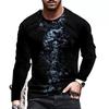Spring men's digital printed long sleeved T-shirt round neck loose sports camouflage printed 3D T-shirt