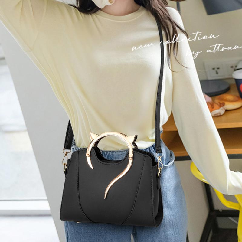 Katzenförmiger Griff Damen Handtasche Trendig Und Modisch, Einfarbige, Schlichte Und Lässige Crossbody Schulter Schalen Tasche