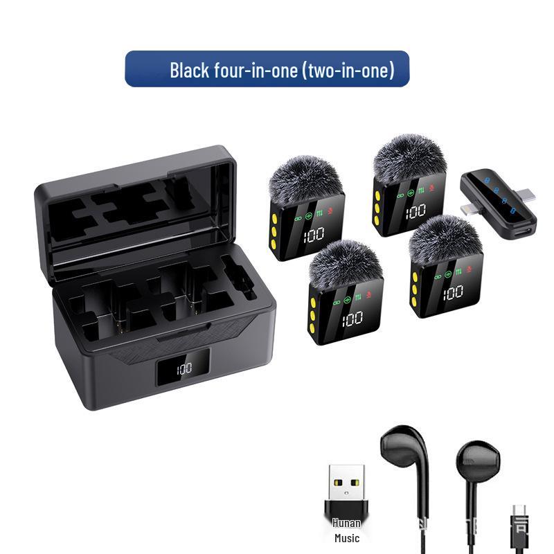 Cross-Device 4-in-1 Wireless Lavalier Microphone with Digital Display for Streaming, Shooting, Recording, & Noise Reduction (Model: H8/H12/H18/H19)