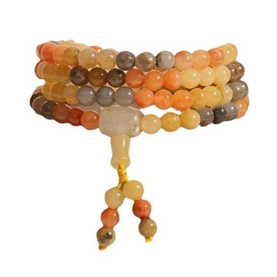 Golden Silk Jade Bracelet - 108 Beads Buddhist Prayer Multi-strand Retro Design from Xinjiang
