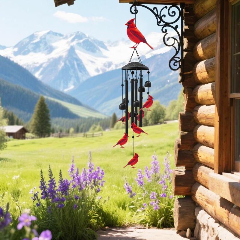 Outdoor Wind Chime Corrosion-Resistant Garden Pendant Metal Wind Chime Melodic Cardinal Wind Chime For Courtyard Outdoor Retreat