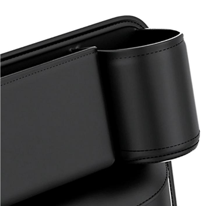 Universal Left Side PU Leather Console Side Seat Filler Organizer Cup Holder x1