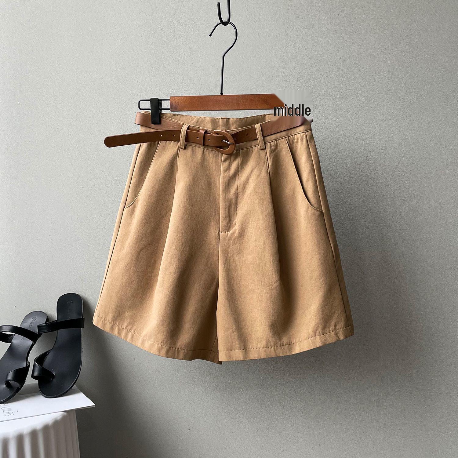 

Women s High Waist Wide Leg Cotton Shorts - Summer 2026 Korean Style, Slimming, Loose Fit, Casual Capris S