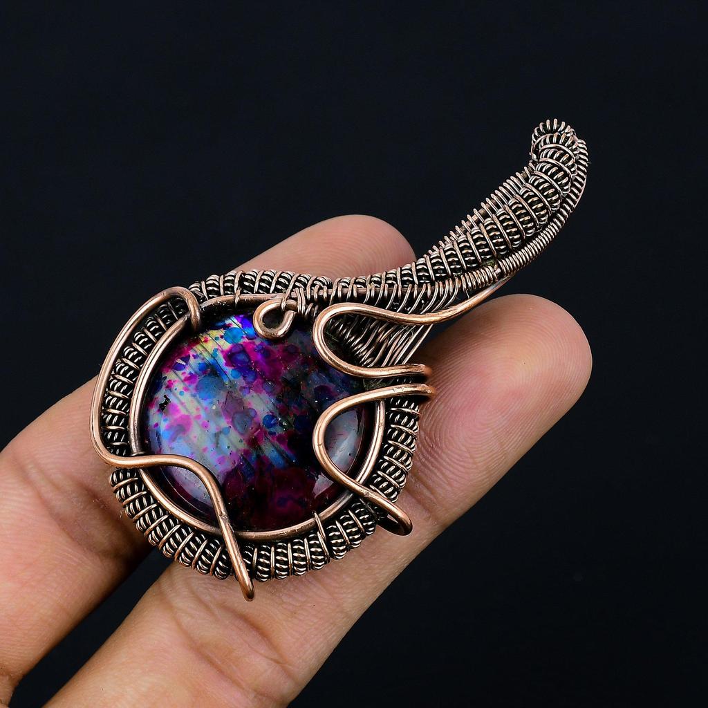 Multi Flash Labradorite Pendant, 999 Copper Wire Wrapped Jewelry, Handmade Pendant Gemstone Jewelry, Gifts For Wife Brand New Pendant