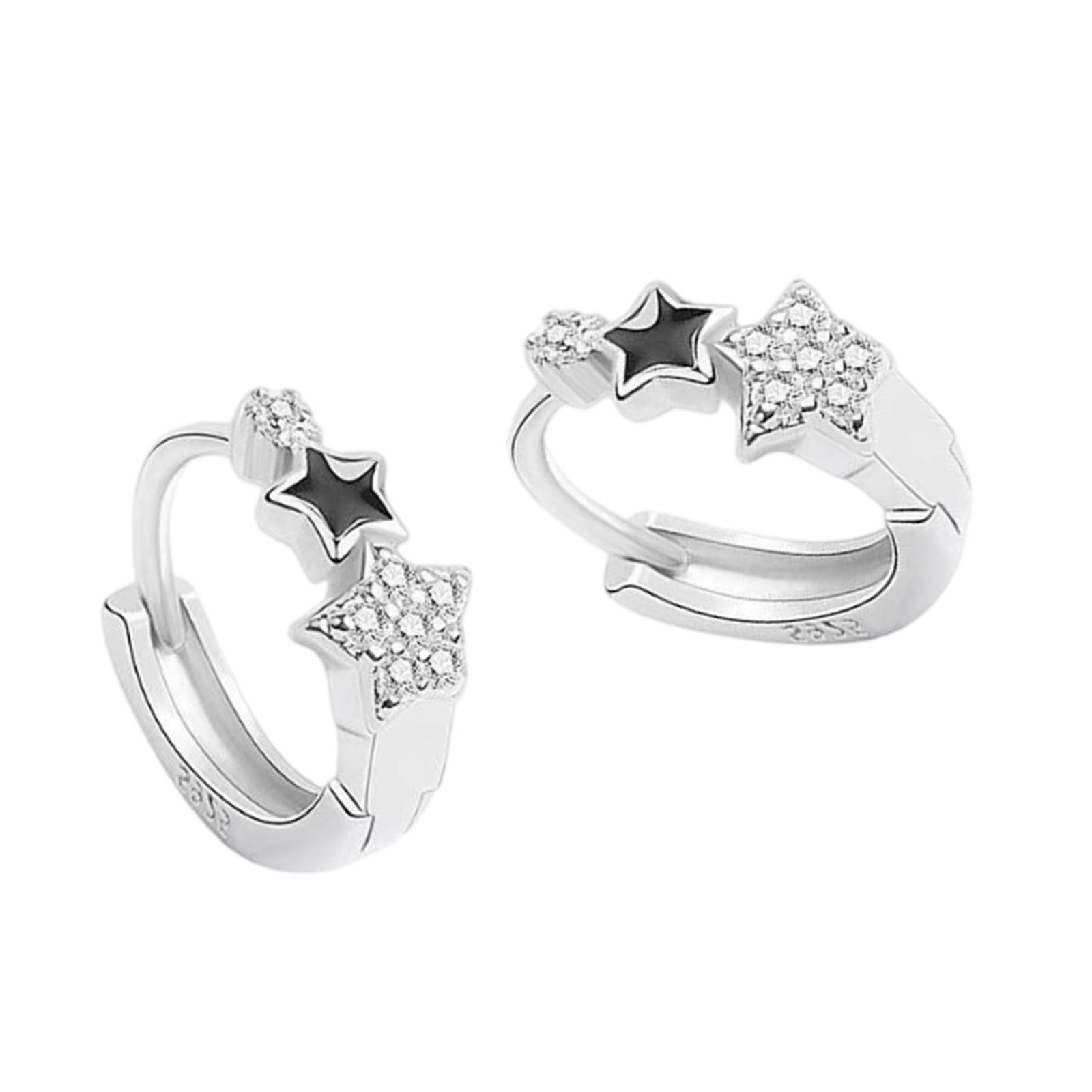 

Elegant Star Design Earrings Exquisite Silver Star Earrings Ornament Decorated With Luminous Zirconia Stones