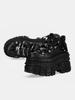 Fashion 2025 New Punk Women Platform Ankle Boots Female's Rock Round Toe Lace Up Fashion Retro Chunky Shoes Metal Decor Short Boots