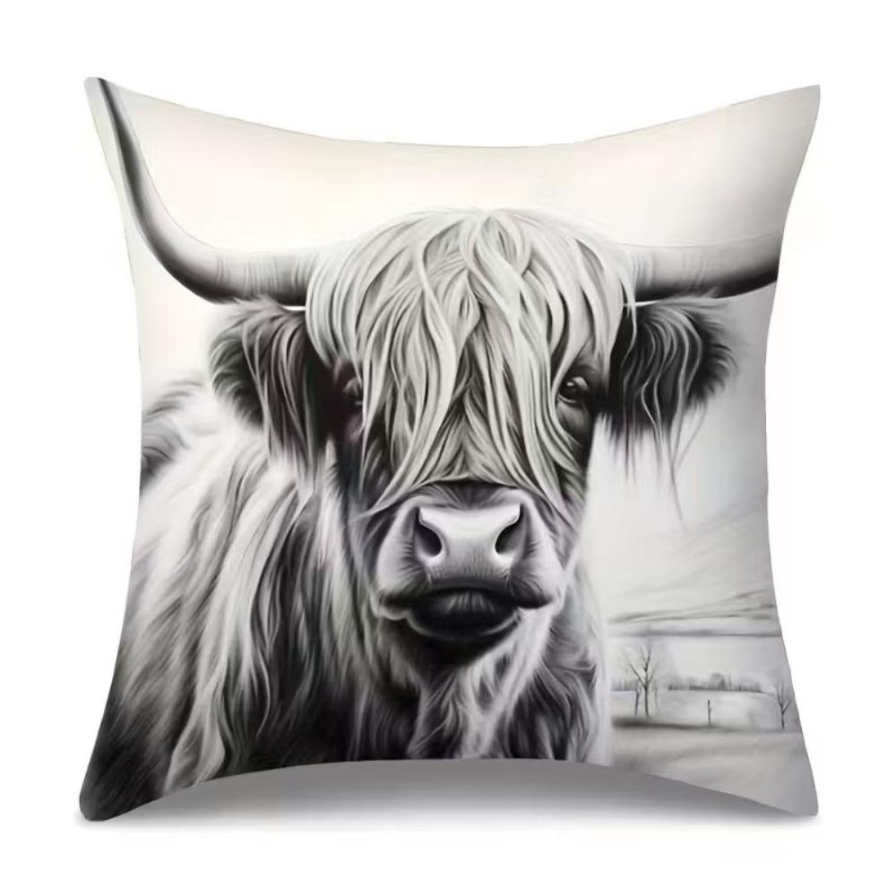 Sofa Pillow Pillowcase Skin-friendly Short Plush Cute Animal Cat Pillow Cover Living Room Cushion Cover Without Core