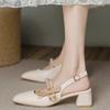 Back empty single shoes thick middle heel summer new bag head sandals Mary Jane shoes women