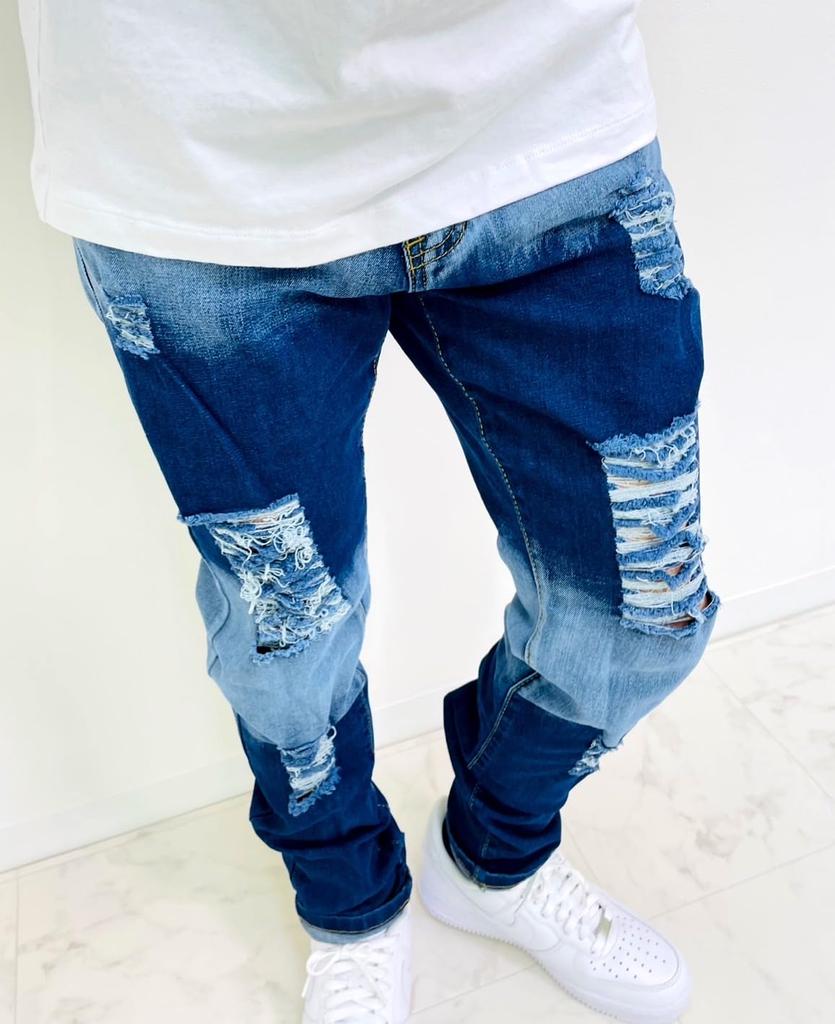 skinny distressed UK hip street sweat jogger super skinny patch JGG.Men's jeggings, pants, denim, drill, drill, sweat, hop, style, denim, pants,