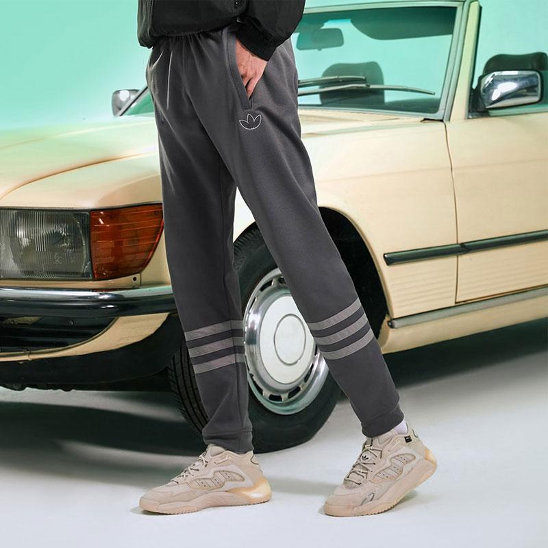 Adidas Color Block Stripe Joggers Men Bottoms Dark-Grey HE4690