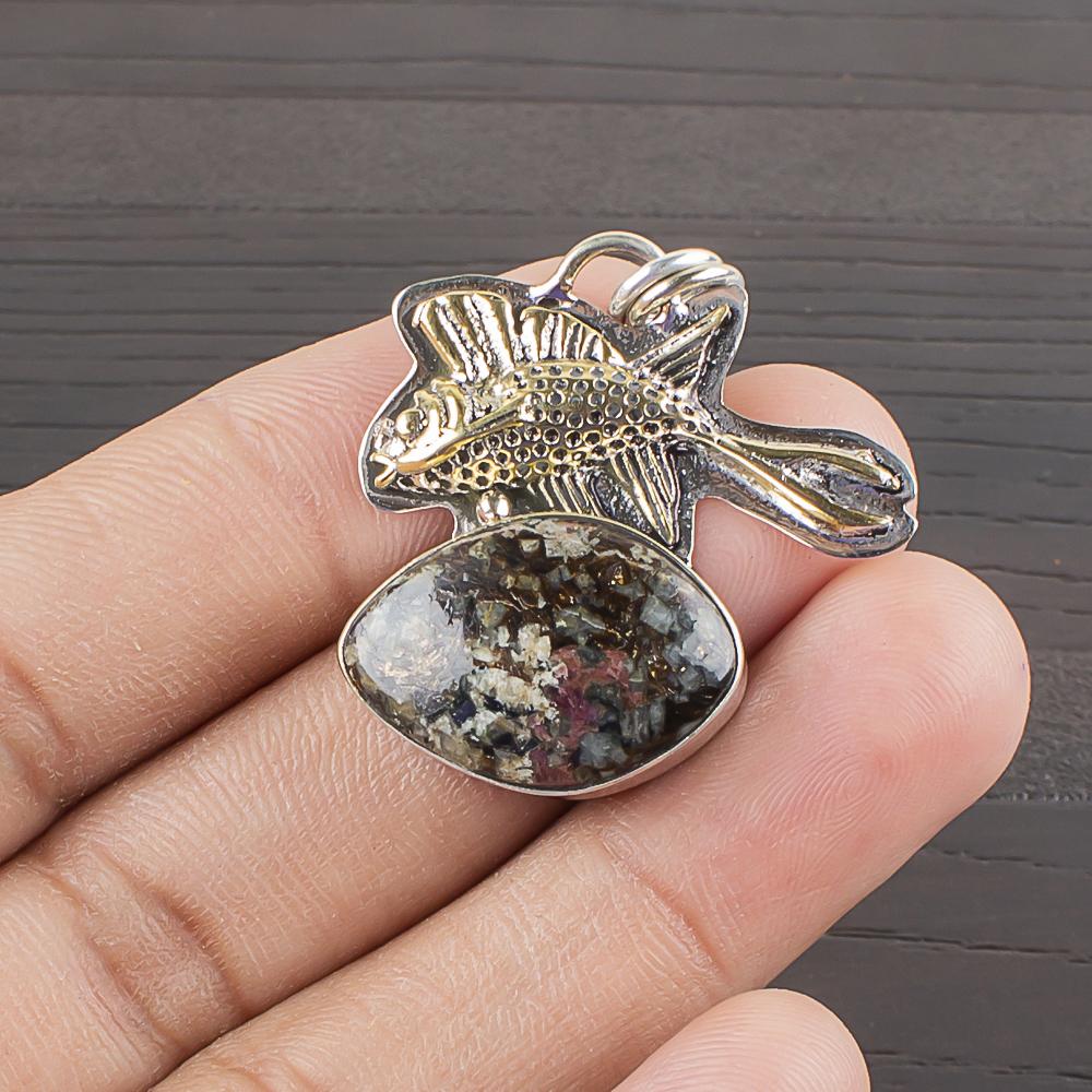 Natural Edulite Gemstone 925 Sterling Silver Jewelry Designer Pendant 1.29  AJP-2256