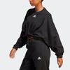 adidas Solid Color Logo Print Cropped Sweatshirt Women Tops Black IC6624