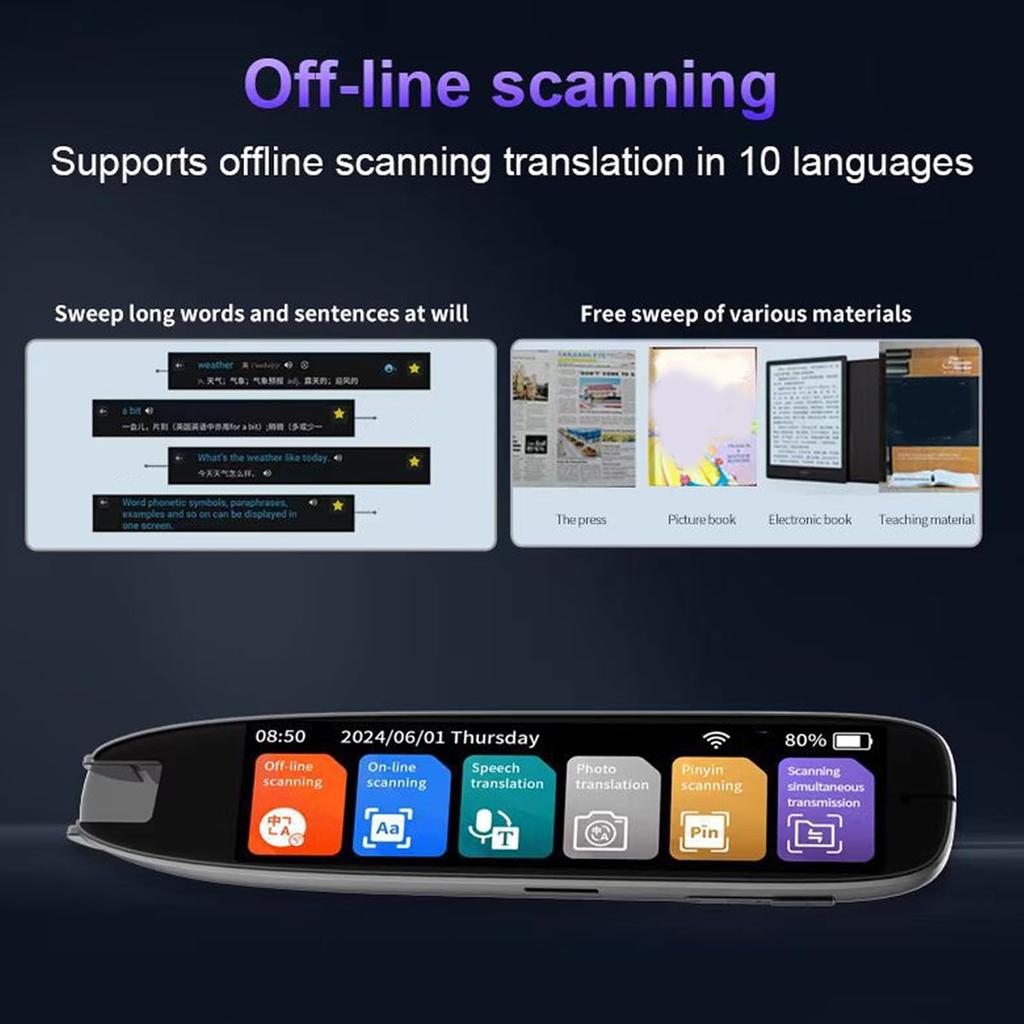 Translation Reading Pen Scan Reader Pen Language Translator Online 142 Languages Digital Smart Voice WiFi Scanning Translation Device