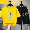 Kids Summer Children Clothing CR7 Soccer Star Print Short Sleeve Top Shorts 2pcs Set Soft Sports Tracksuit Outfit Wear