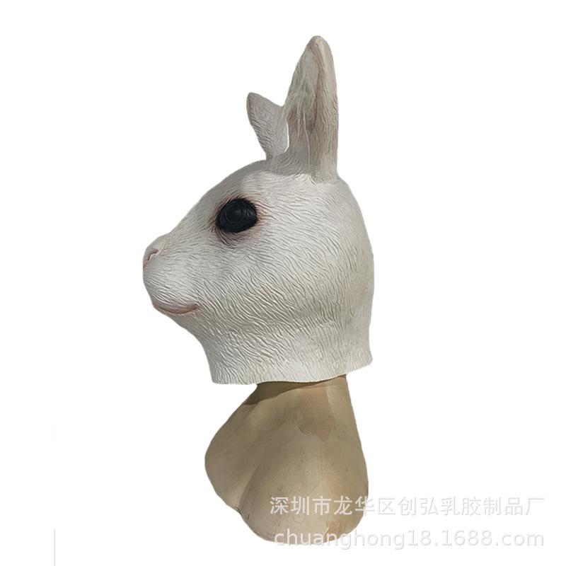 Maschera da Coniglio Bianco Grande Carina di Halloween Copricapo Animale in Lattice cosplay Peter Rabbit Copricapo per Festa