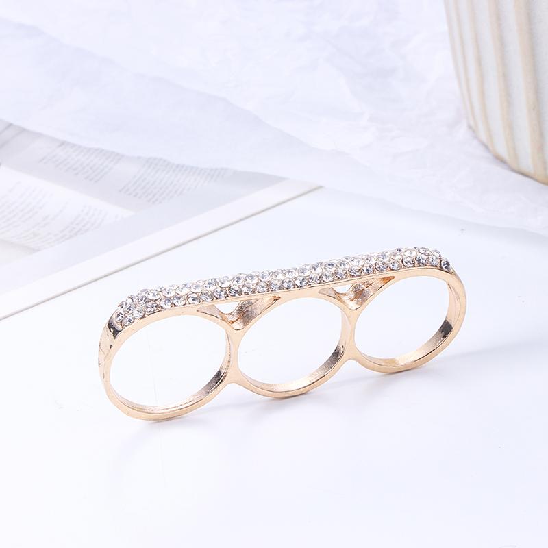 Three Fingers Knuckle Duster Ring Minimalist Stainless Steel Bar Ring