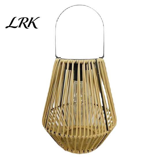 Rattan Woven Solar Lamp Lantern, Outdoor Faux Light, Rustic Waterproof Decorative Light Powered Hanging Lantern for Garden Balcony Patio Porch