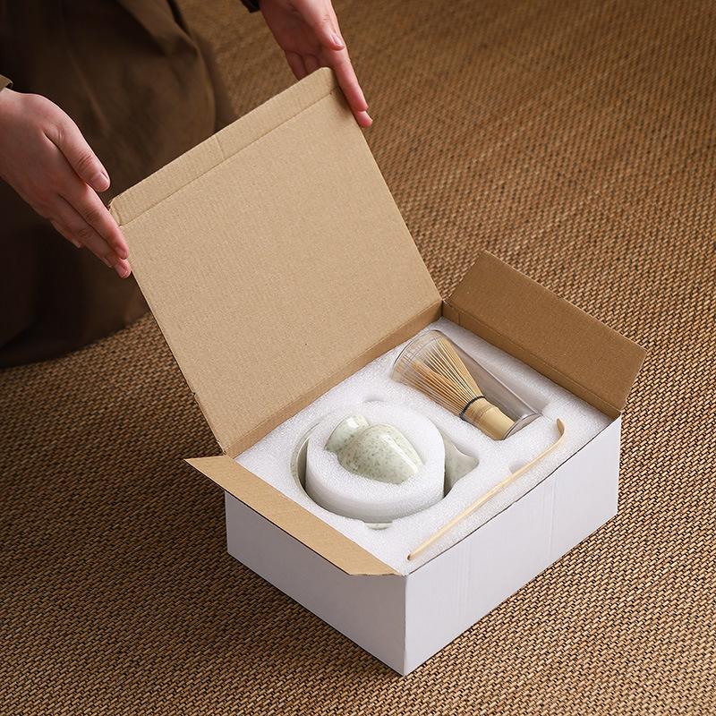 Matcha transparent glaze with mouth Matcha bowl brush set Baibenli Song Dynasty tea ceremony tea brush tea bowl teaspoon teaset