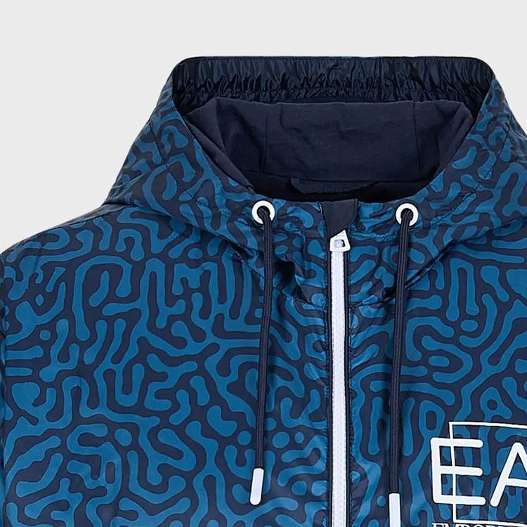 Emporio Armani EA7 FW23 Letter And Number Print Zip-Up Hooded Jacket Men jackets Navy-Blue 3RPB04-PN5ZZ-1554