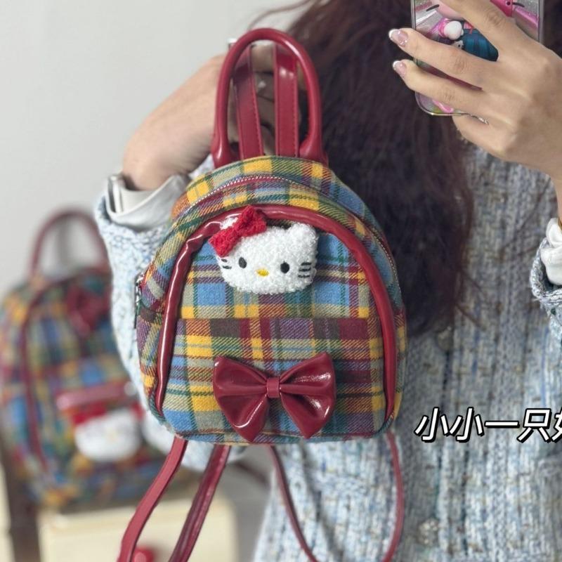 New Red Plaid Portable Casual Cute Backpack Girls Student Backpack Women