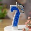 Royal Blue Crown Rhinestone Happy Birthday Cake Candles