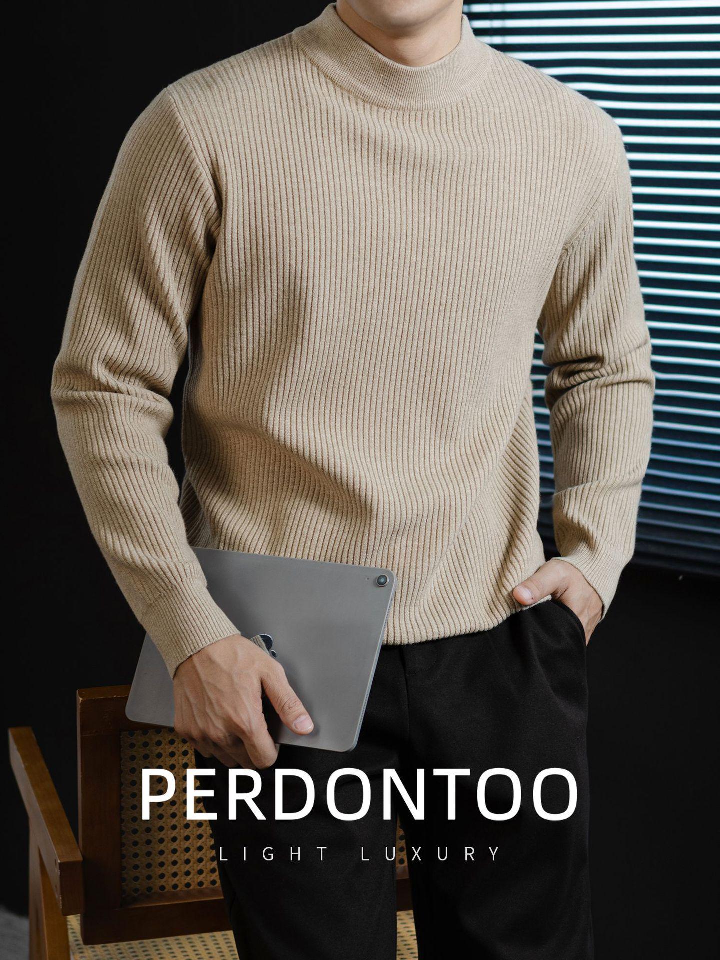 

Gentleman s Soft Modal Sweater: Winter Warmth, Semi-High Neck, Business Base Layer Knit Wool 3XL хакі