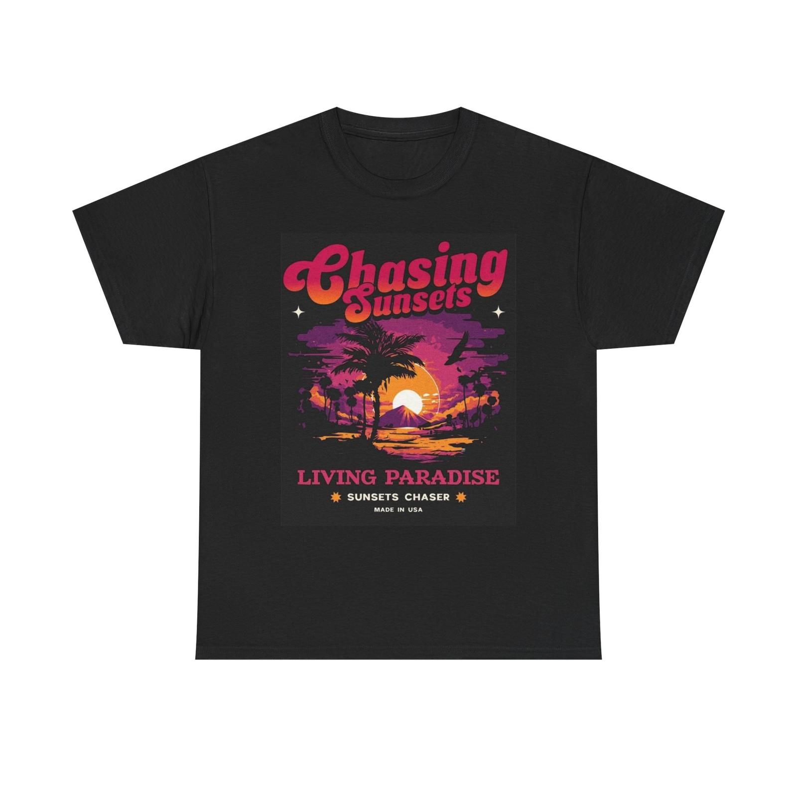 Chasing Sunsets Graphic T Shirt Mens Womens Tees Top Summer Surfing Unisex Heavy Cotton Tee S