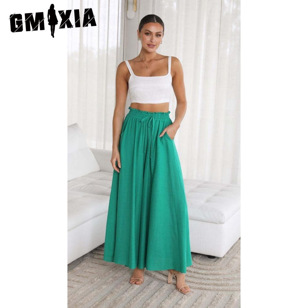 

GMXIA Женские модные повседневные брюки и капри с однотонным принтом XL зелёный