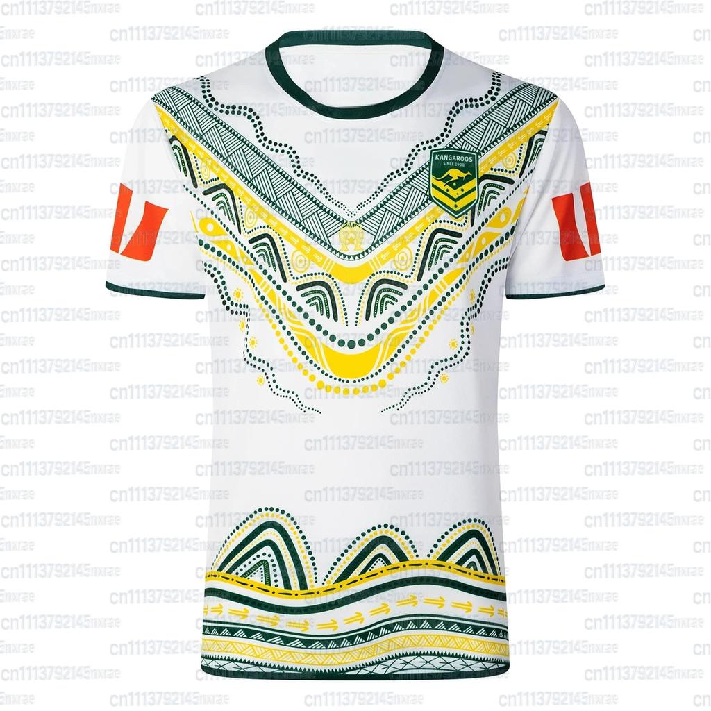 Australia Rugby Jersey Breathable Training Football Shirt Kangaroos Wallabies Retro Short Sleeve Uniform for Fans FamilyMatching