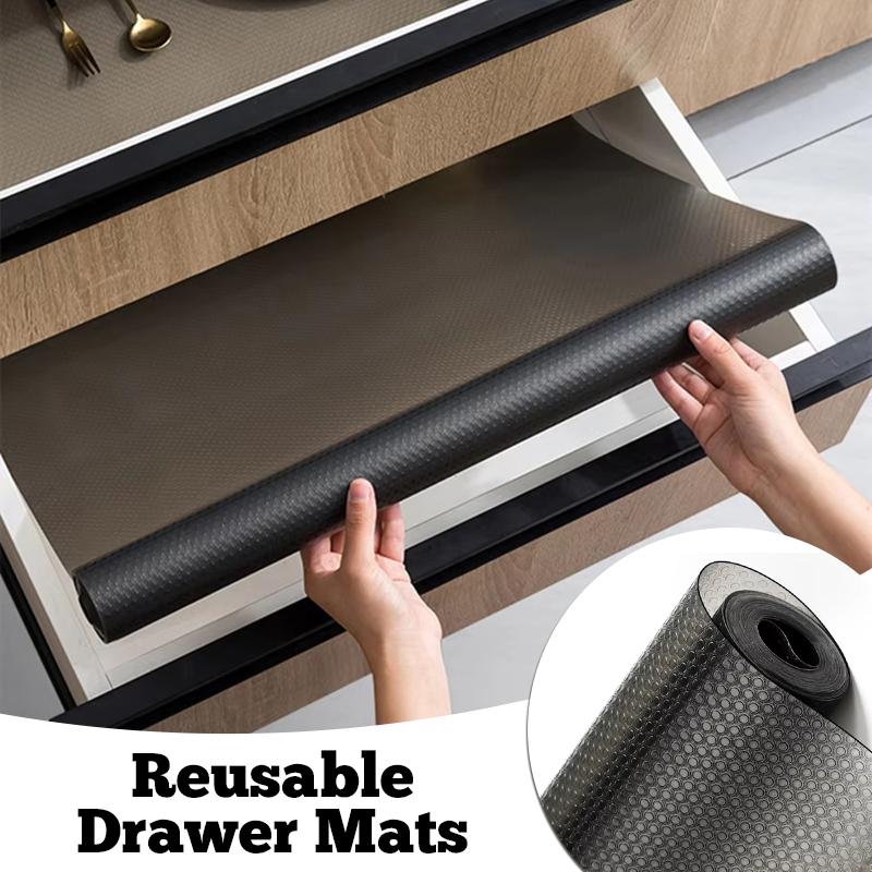 Multi-Purpose Reusable Drawer Liners - Washable Non-Slip Shelf Liners for Kitchen Cabinets, Refrigerators, Countertops & Shelves
