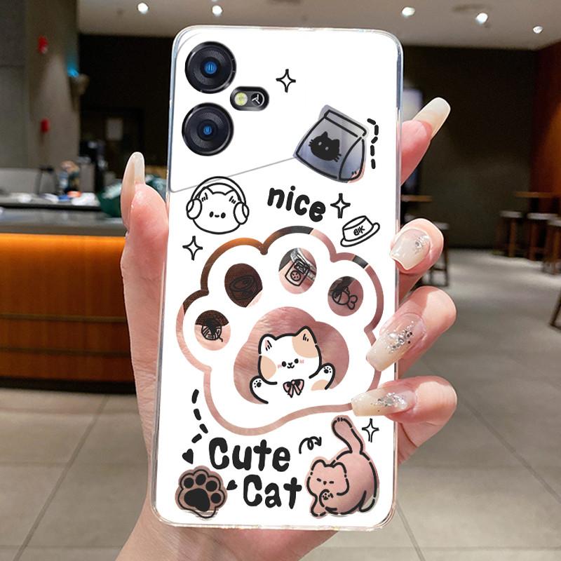 Casing For Tecno Pova Neo 3 Case LH6n Silicone Aesthetic Fashion Cute Cat Back Cover Techno Pova Neo 3 Transparent Phone Case
