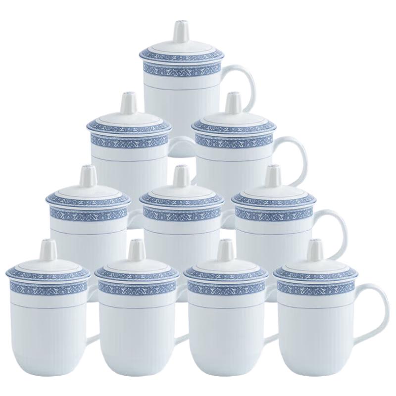 

Jingdezhen Blue & White Ceramic Tea Cups Set with Lids