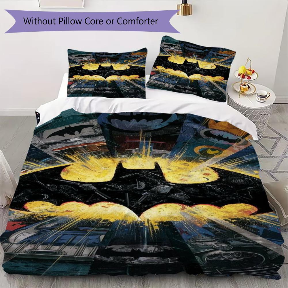 Dark Knight Gotham Bedding 1 Duvet Cover 2 Pillowcase Without Core Without Core Soft And Comfortable Duvet Cover And Pillowcase
