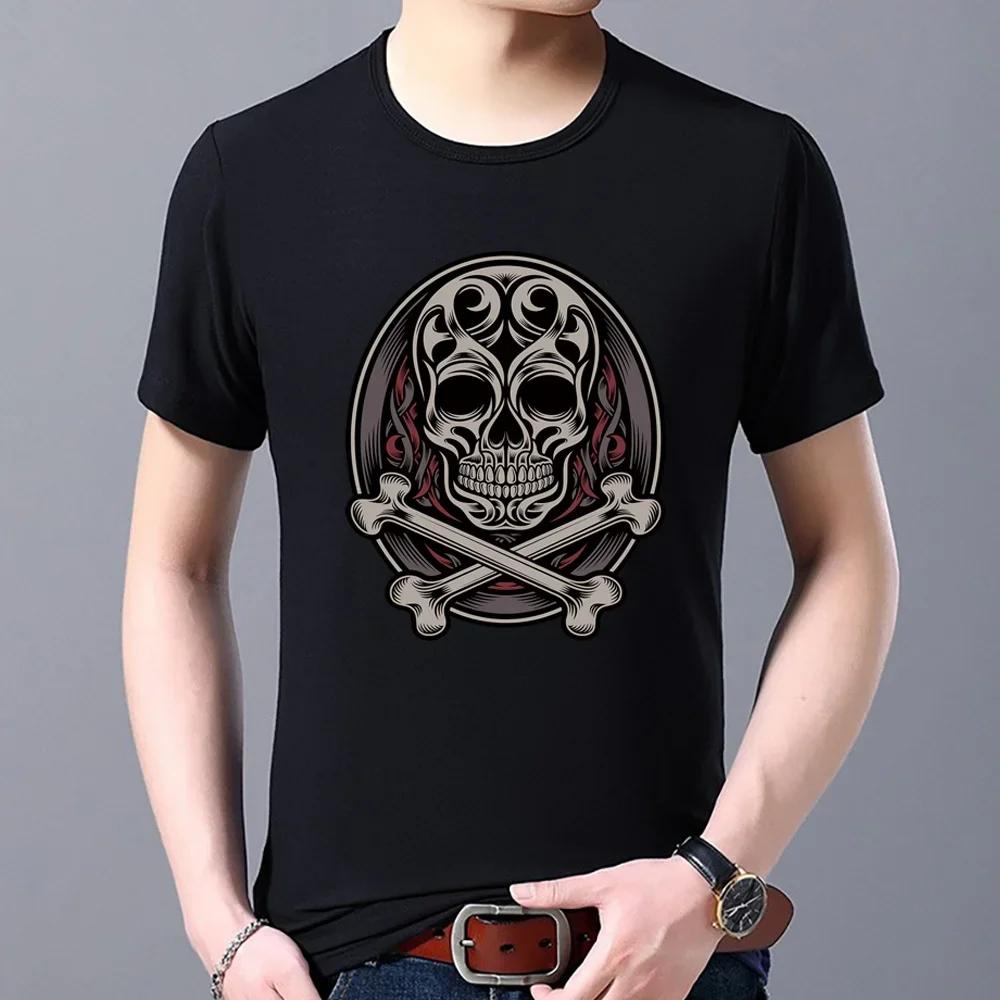 Casual Travel Sports Breathable Quick-drying O-neck Men's Top T-shirt Summer Popular Pirate Skull Pattern Printed Shirt