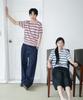 GLW [Unisex] Striped Collar Half Knit Pink