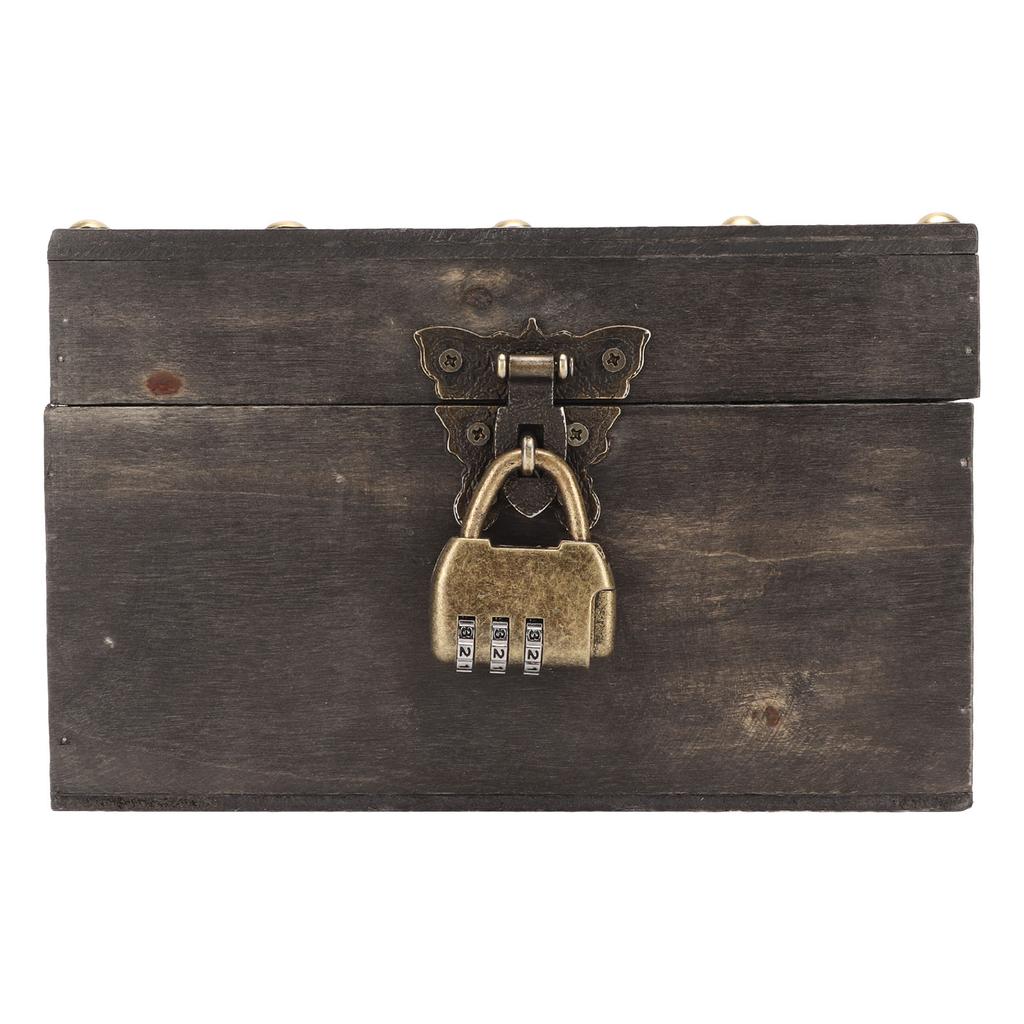 Vintage pokladnička s kombinačním zámkem Ruční práce Vynikající Zesílené rohy Dřevěná úložná krabice