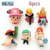 Popular 6-Piece  Small Figures Q-Version Pvc Anime Statues Luffy Zoro Collectible Ornaments Kids Toy For Kidss