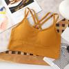 Ribbed Strapless Halter Backless Sports Vest with Chest Pads