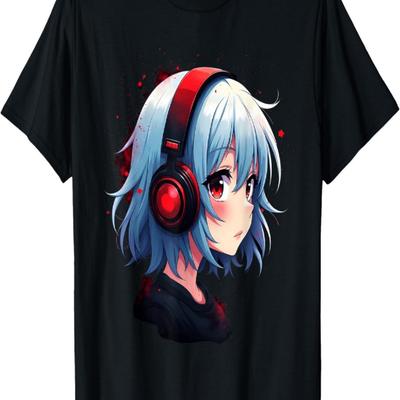 Kawaii Anime Girl with Headphones Otaku T-Shirt