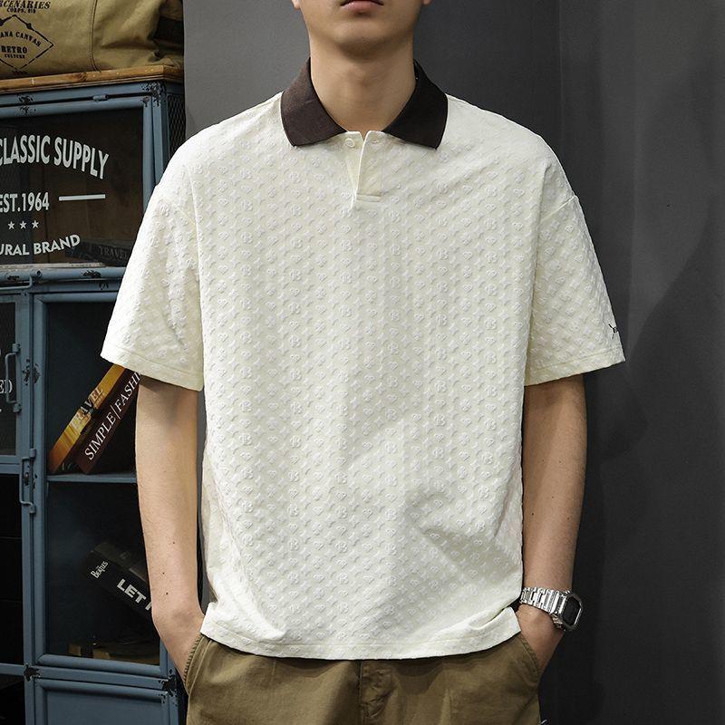 Minimally Designed Summer Top New Men's Polo Lapel Short Sleeved Loose Men's Short Sleeved Top