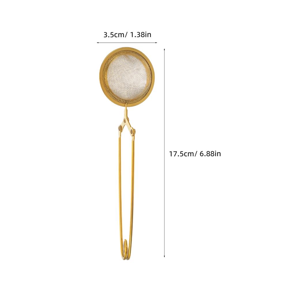 2Pcs Tea Leaker Stainless Steel Strainer Modern Unique Attractive Design for Home Office Use Golden Silver
