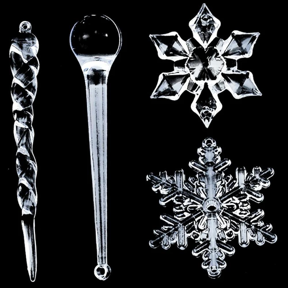 12Pcs Snowflake Icicle Christmas Tree Ornament Navidad Xmas Decor New Hanging Pendant