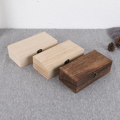 Rectangular Wooden Storage Box Organizer Wooden Storage Case Simple Storage Container Dust-Proof With Lock Jewelry Box Case