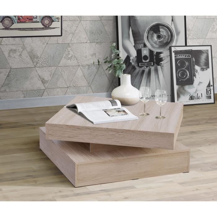 Couchtisch mit Drehteller - Quadratisch - Eiche - 78 x 78 x 36 cm - COFFEE