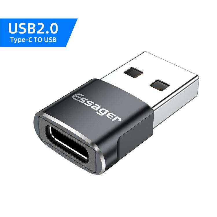 

ESSAGER Speed Series Type-C to USB OTG Adapter for Phones, Computers, Tablets, and Flash Drives USB Male to Type-C Female USB2.0