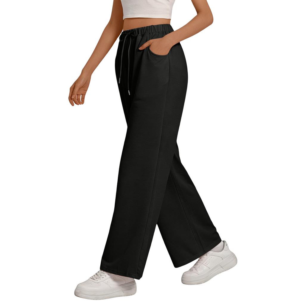 Damskie spodnie sportowe z szerokimi nogawkami, luźne spodnie codzienne z prostymi nogawkami, sportowe spodnie do joggingu