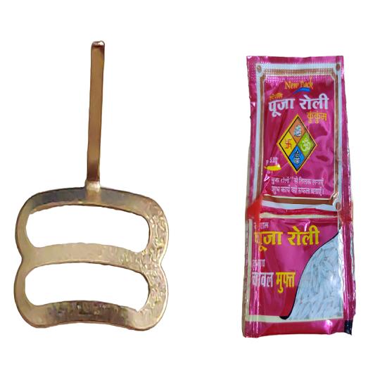 @ Indian Traditional Natural Red Powder Roli Chawal Tilak Stamp For Pooja