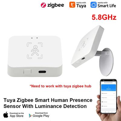 Tuya Zigbee Human Presence Detector Smart Life MmWave Radar Pir Motion Sensor with Luminance Distance Detect Monitor Breathing
